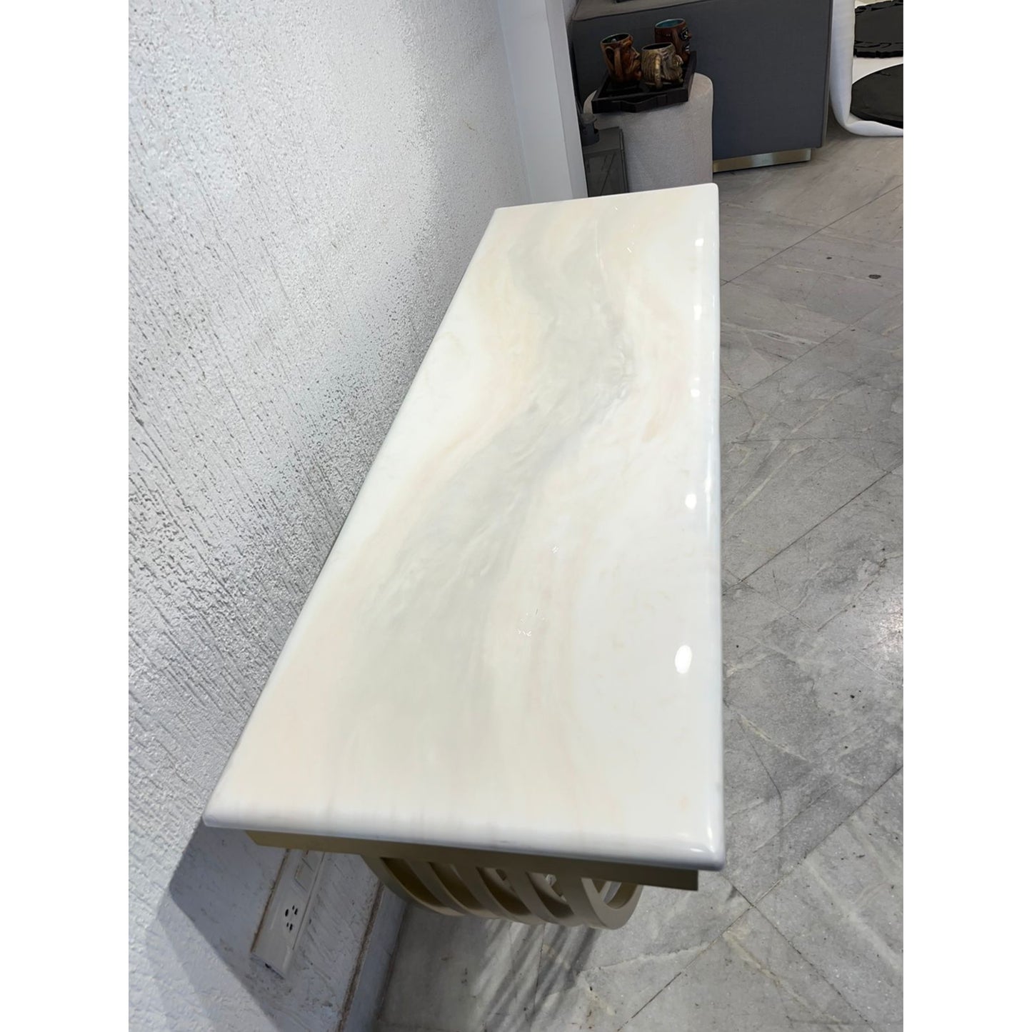 Lunar Opulence: White Marble Crescent Console