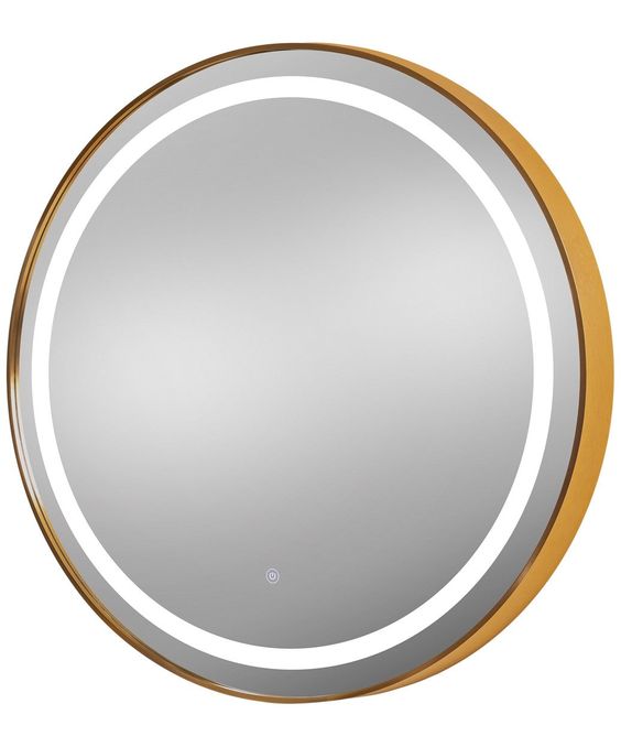 Gilded Halo Glow: LuxeRound Aluminium Frame Mirror