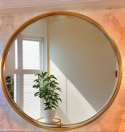 Champagne Radiance: Stainless Serenity Mirror