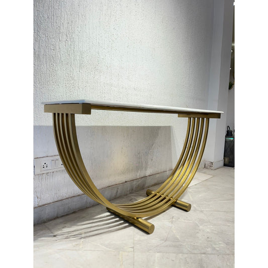 Lunar Opulence: White Marble Crescent Console