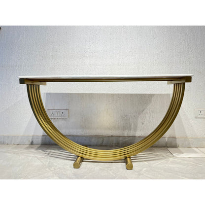 Lunar Opulence: White Marble Crescent Console