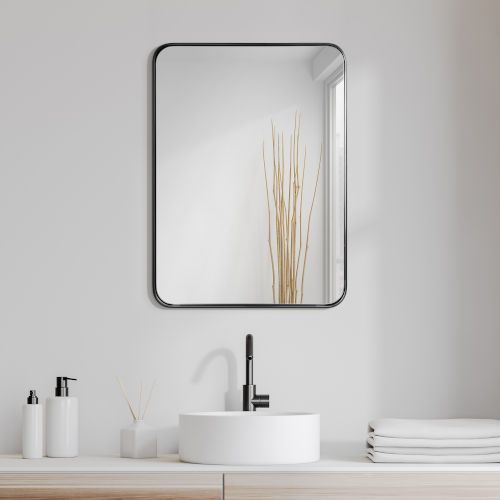 SerenitySteel RectaGlow: Stainless Elegance Mirror