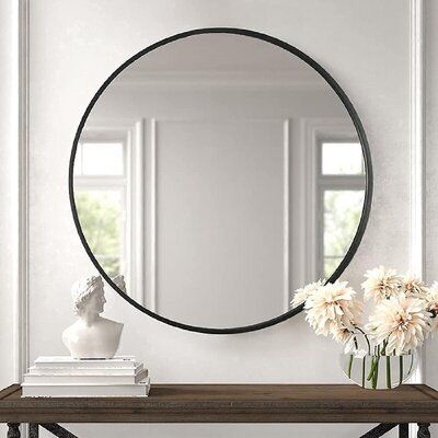 LustraCircle Elegance: Stainless Steel Round Mirror