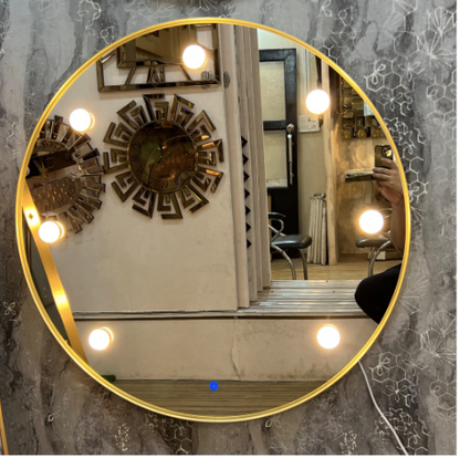 AlumaGlam Radiance: Round Hollywood Aluminium Mirror