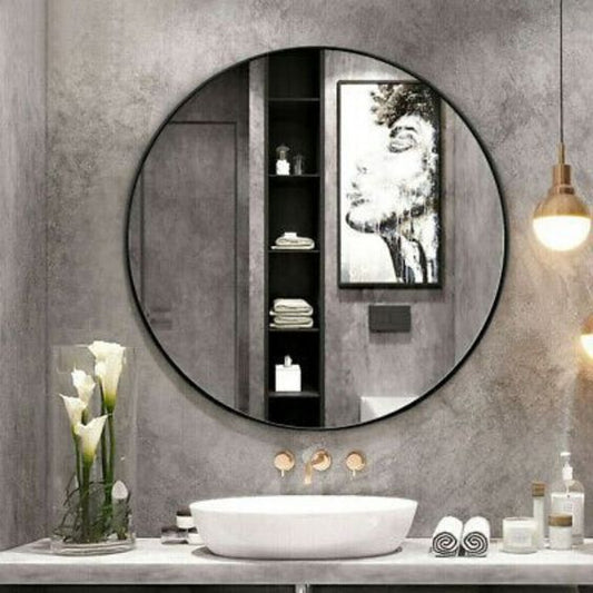 LustraRound Alloy Elegance: Timeless Circular Reflection Aluminium Frame Mirror